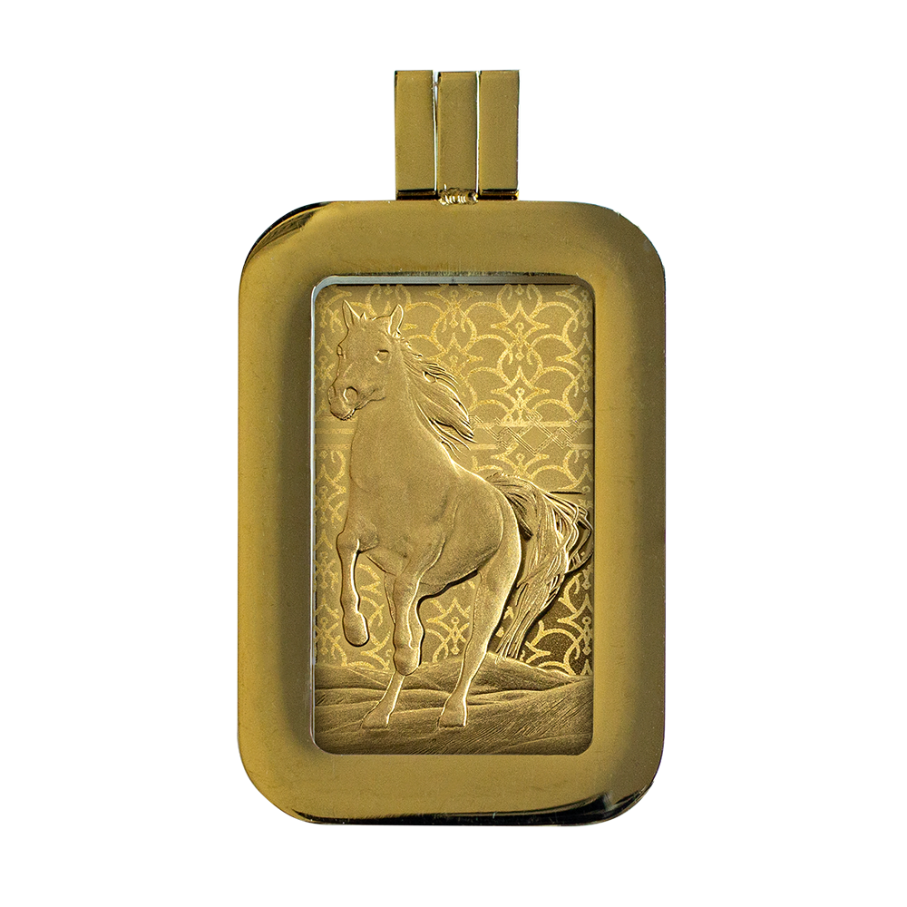 Arabian Horse 5g Pure Gold Bar with Pendant Frame | PAMP